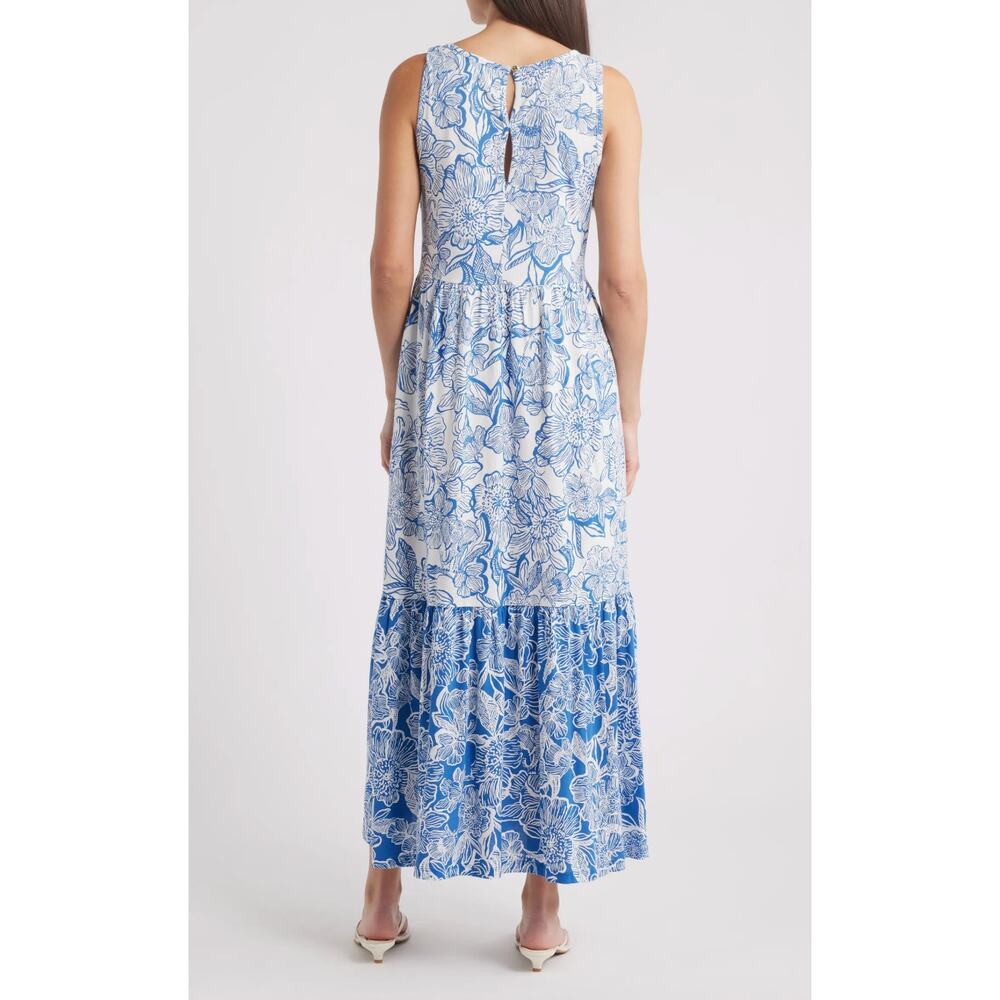 Lilly Pulitzer Hayleigh Maxi Dress S NWOT Blue White Floral Coastal Prep Resort - Picture 4 of 9